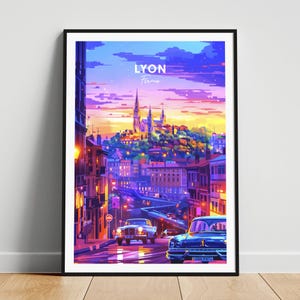 Lyon Reisedruck - Frankreich-Reiseplakat, Lyon-Plakat, Lyon Frankreich-Plakat, personalisiertes Geschenk, Hochzeitsgeschenk, benutzerdefinierter Text
