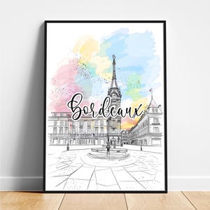 Bordeaux travel print - France travel poster, Bordeaux poster, Bordeaux France poster, Modern poster