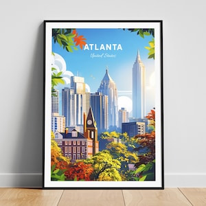 Atlanta travel print - United States wall art, Atlanta poster, Georgia poster, Personalized Gift, Wedding gift, Custom Text