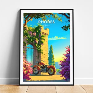 Rhodes travel print - Greece travel poster, Rhodes poster, Rhodes Greece poster, Personalized Gift, Wedding gift, Custom Text