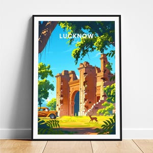 ラクナウ旅行プリント - インド旅行ポスター、ラクナウポスター、ラクナウウッタルプラデーシュポスター、パーソナライズギフト、結婚祝い、カスタムテキスト
