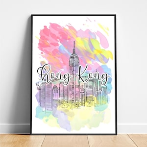 Hong Kong travel print - China travel poster, Hong Kong poster, Hong Kong China poster, Modern poster