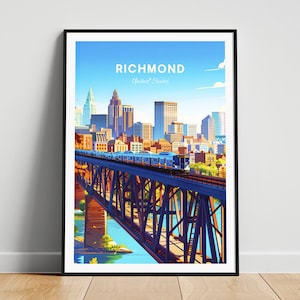 Richmond travel print - US wall art, Richmond poster, Virginia poster, Personalized Gift, Wedding gift, Custom Text