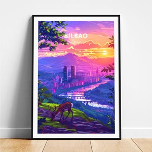 Bilbao travel print - Spain travel poster, Bilbao poster, Bilbao Spain poster, Personalized Gift, Wedding gift, Custom Text