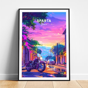 Sparta travel print - Greece travel poster, Sparta poster, Sparta Greece poster, Personalized Gift, Wedding gift, Custom Text