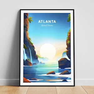 Atlanta travel print - United States wall art, Atlanta poster, Georgia poster, Personalized Gift, Wedding gift, Custom Text