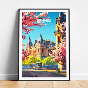 Rennes travel print - France travel poster, Rennes poster, Rennes France poster, Personalized Gift, Wedding gift, Custom Text
