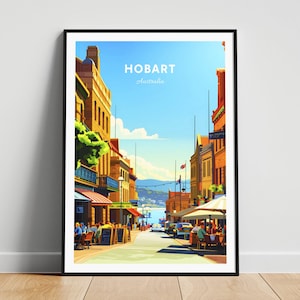 Hobart travel print - Australia travel poster, Hobart poster, Hobart Tasmania poster, Personalized Gift, Wedding gift, Custom Text