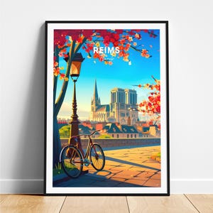 Reims travel print - France travel poster, Reims poster, Reims France poster, Personalized Gift, Wedding gift, Custom Text