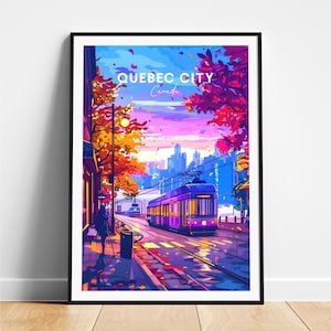 Impression de voyage dans la ville de Québec - Affiche de voyage au Canada, affiche de la ville de Québec, affiche de la ville de Québec, cadeau personnalisé, cadeau de mariage, texte personnalisé