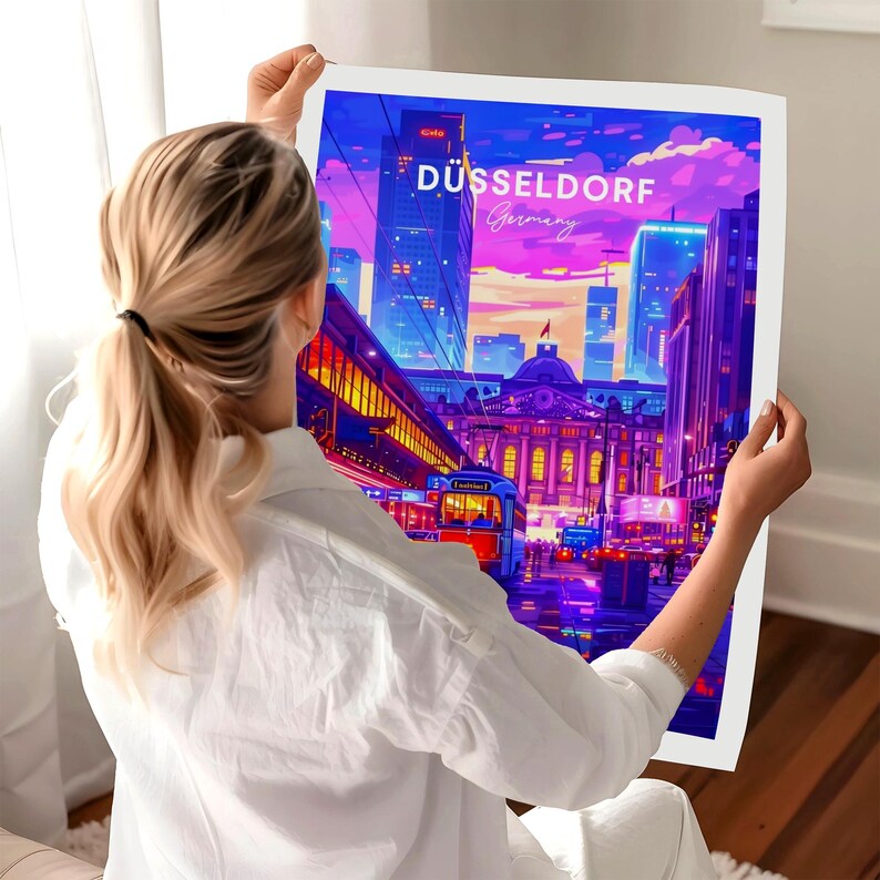 Düsseldorf Travel Print Germany Travel Poster, Düsseldorf Poster