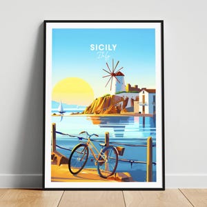 Sicily travel print - Italy travel poster, Sicily poster, Sicily Italy poster, Personalized Gift, Wedding gift, Custom Text