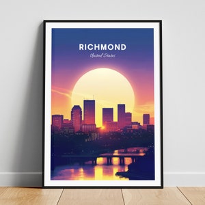 Richmond travel print - US wall art, Richmond poster, Virginia poster, Personalized Gift, Wedding gift, Custom Text