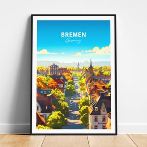 Bremen travel print - Germany travel poster, Bremen poster, Bremen Germany poster, Personalized Gift, Wedding gift, Custom Text