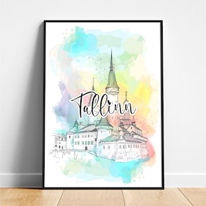 Tallinn travel print - Estonia travel poster, Tallinn poster, Tallinn Estonia poster, Modern poster