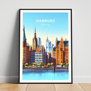Hamburg travel print - Germany travel poster, Hamburg poster, Hamburg Germany poster, Personalized Gift, Wedding gift, Custom Text
