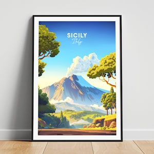Sicily travel print - Italy travel poster, Sicily poster, Sicily Italy poster, Personalized Gift, Wedding gift, Custom Text