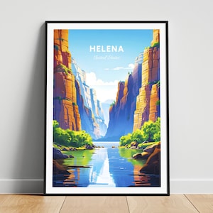 Impression de voyage Helena - Affiche de voyage aux États-Unis, affiche Helena, affiche Helena Montana, cadeau personnalisé, cadeau de mariage, texte personnalisé