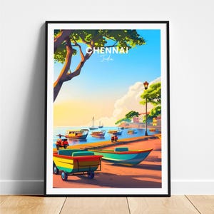 Chennai travel print - India travel poster, Chennai poster, Chennai Tamil Nadu poster, Personalized Gift, Wedding gift, Custom Text