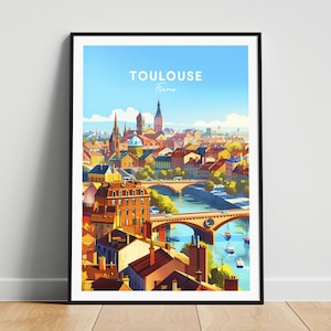 Impression de voyage Toulouse - affiche de voyage en France, affiche de Toulouse, affiche de Toulouse France, cadeau personnalisé, cadeau de mariage, texte personnalisé
