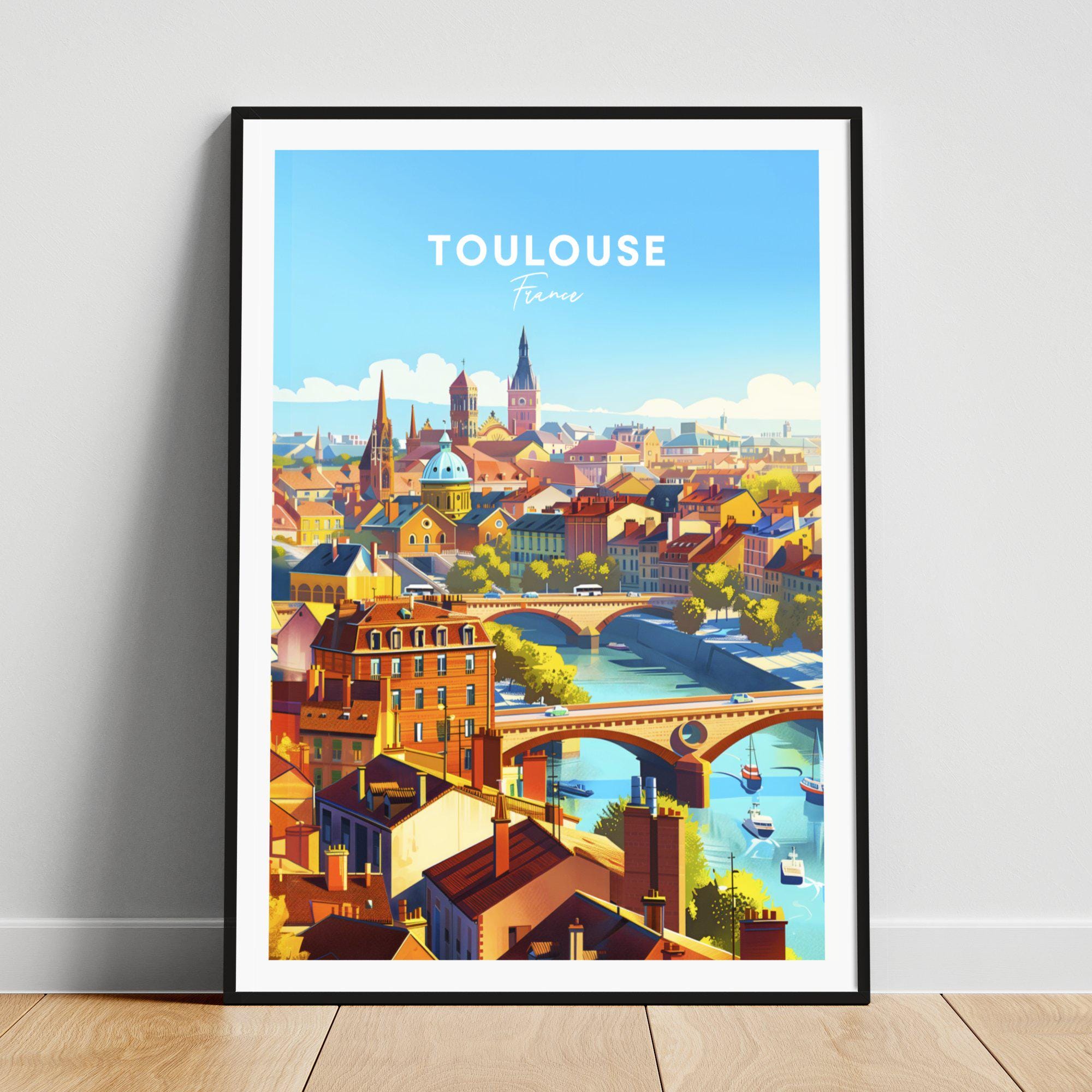 Toulouse travel print - France travel poster, Toulouse poster, Toulouse France poster, Personalized Gift, Wedding gift, Custom Text
