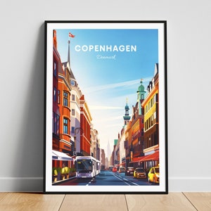 Copenhagen travel print - Denmark wall art, Copenhagen poster, Denmark print, Personalized gift poster, Minimalist poster, Wedding gift