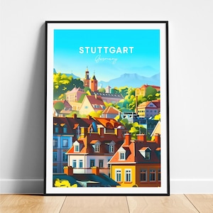 Stuttgart travel print - Germany travel poster, Stuttgart poster, Stuttgart Germany poster, Personalized Gift, Wedding gift, Custom Text