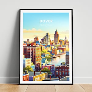 Dover travel print - US travel poster, Dover poster, Delaware poster, Personalized Gift, Wedding gift, Custom Text