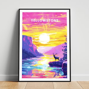 Yellowstone National Park poster, Yellowstone poster, YNP poster, Yellowstone print, Geyserland poster, National Park poster