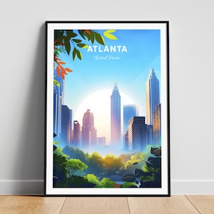 Atlanta travel print - United States wall art, Atlanta poster, Georgia poster, Personalized Gift, Wedding gift, Custom Text