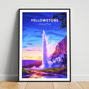 Yellowstone National Park poster, Yellowstone poster, YNP poster, Yellowstone print, Geyserland poster, National Park poster