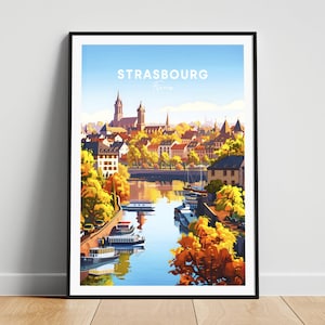 Strasbourg travel print - France travel poster, Strasbourg poster, Strasbourg France poster, Personalized Gift, Wedding gift, Custom Text