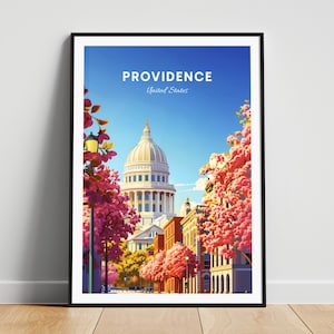 Providence travel print - US travel poster, Providence poster, Providence Rhode Island poster, Personalized Gift, Wedding gift, Custom Text