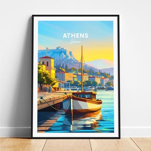 Athens travel print - Greece travel poster, Athens poster, Athens Greece poster, Personalized Gift, Wedding gift, Custom Text