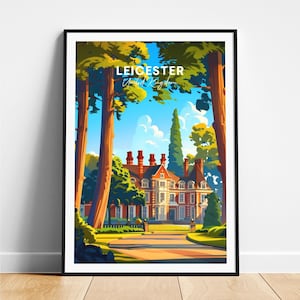 Leicester travel print - United Kingdom travel poster, Leicester poster, Leicester UK poster, Personalized Gift, Wedding gift, Custom Text