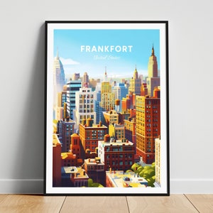 Frankfort travel print - US travel poster, Frankfort poster, Frankfort Kentucky poster, Personalized Gift, Wedding gift, Custom Text