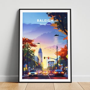 Raleigh travel print - United States wall art, Raleigh poster, North Carolina poster, Personalized Gift, Wedding gift, Custom Text