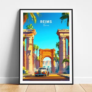 Reims travel print - France travel poster, Reims poster, Reims France poster, Personalized Gift, Wedding gift, Custom Text