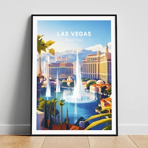 Impresión de viaje de Las Vegas - Arte de pared de Estados Unidos, cartel de Las Vegas, cartel de Nevada, regalo personalizado, regalo de boda, texto personalizado