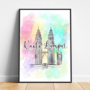 Kuala Lumpur travel print - Malaysia travel poster, Kuala Lumpur poster, Kuala Lumpur Malaysia poster, Modern poster