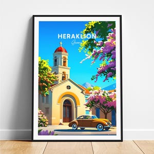 Heraklion travel print - Greece travel poster, Heraklion poster, Heraklion Greece poster, Personalized Gift, Wedding gift, Custom Text