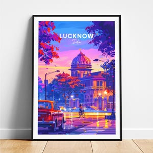 ラクナウ旅行プリント - インド旅行ポスター、ラクナウポスター、ラクナウウッタルプラデーシュポスター、パーソナライズギフト、結婚祝い、カスタムテキスト