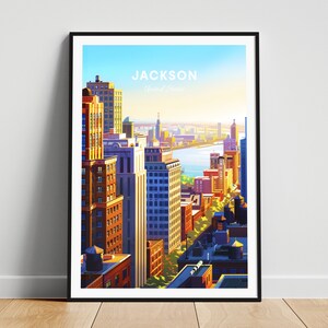 Jackson travel print - US travel poster, Jackson poster, Jackson Mississippi poster, Personalized Gift, Wedding gift, Custom Text