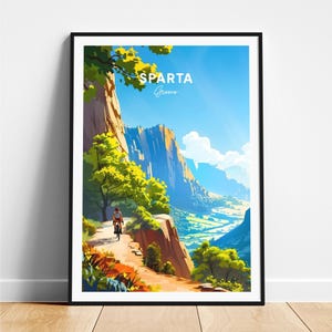 Sparta travel print - Greece travel poster, Sparta poster, Sparta Greece poster, Personalized Gift, Wedding gift, Custom Text