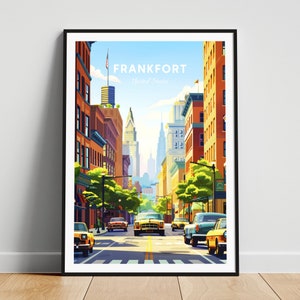 Frankfort travel print - US travel poster, Frankfort poster, Frankfort Kentucky poster, Personalized Gift, Wedding gift, Custom Text
