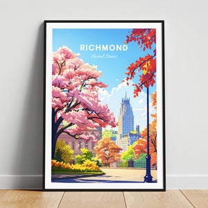 Richmond travel print - US wall art, Richmond poster, Virginia poster, Personalized Gift, Wedding gift, Custom Text