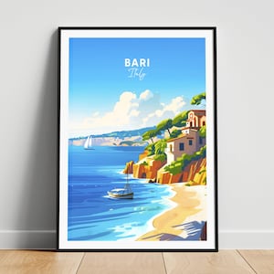 Bari travel print - Italy travel poster, Bari poster, Bari Italy poster, Personalized Gift, Wedding gift, Custom Text