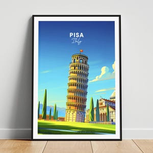 Pisa travel print - Italy travel poster, Leaning Tower of Pisa poster, Pisa Italy poster, Personalized Gift, Custom Text
