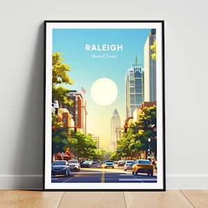 Raleigh travel print - United States wall art, Raleigh poster, North Carolina poster, Personalized Gift, Wedding gift, Custom Text