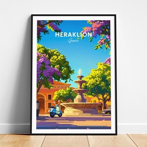 Heraklion travel print - Greece travel poster, Heraklion poster, Heraklion Greece poster, Personalized Gift, Wedding gift, Custom Text